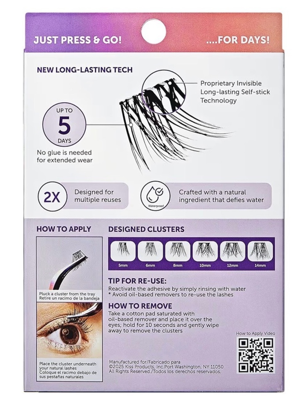 NIB- imPRESS Long Lasting Self-Stick Individual Lash Clusters-No Glue - Picture 12 of 12
